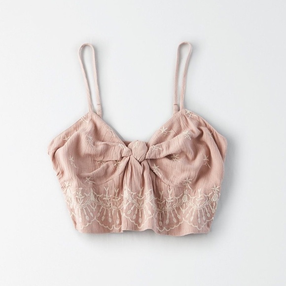 American Eagle Outfitters Tops - American Eagle Blush Knot Front Crop Top